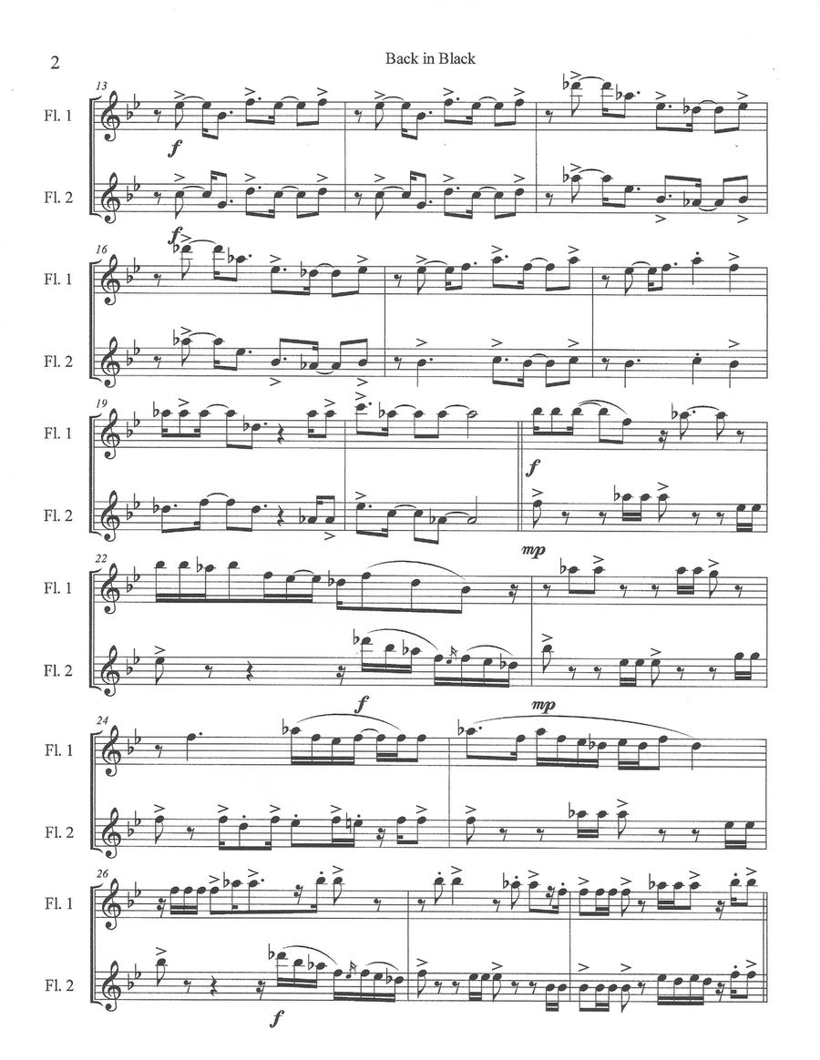 Back In Black Flute Duet scores gallery preview page 3