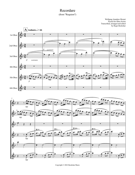 Recordare (from "Requiem") (F) (Oboe Sextet)