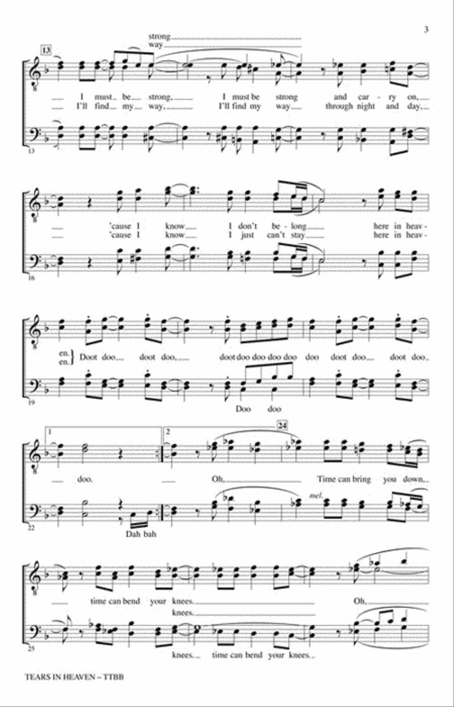 Tears in Heaven TTBB scores gallery preview page 3
