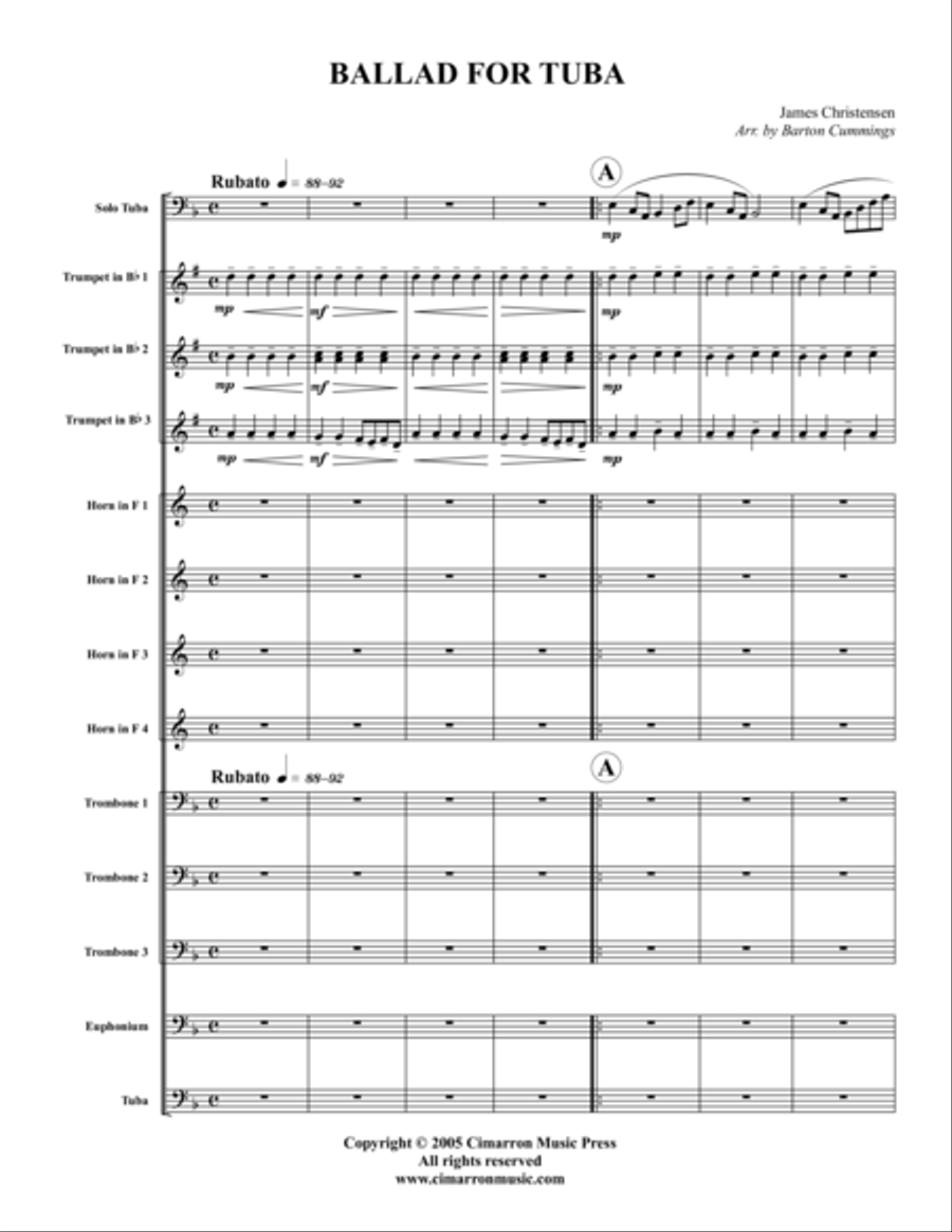 Ballad for Tuba Trombone scores gallery preview page 1