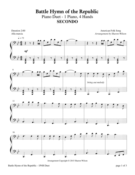 Battle Hymn of the Republic (1 Piano, 4 Hands Duet) image number null
