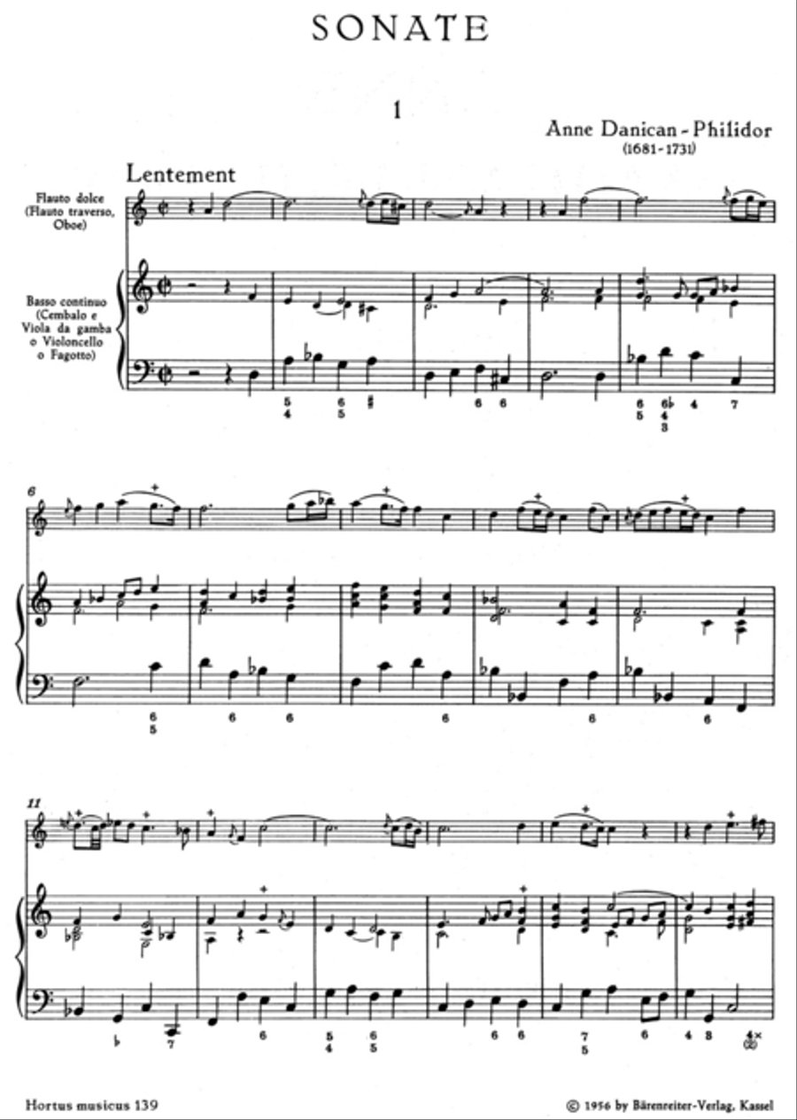 Sonate for Treble Recorder (Flute, Oboe) and Basso continuo d minor
