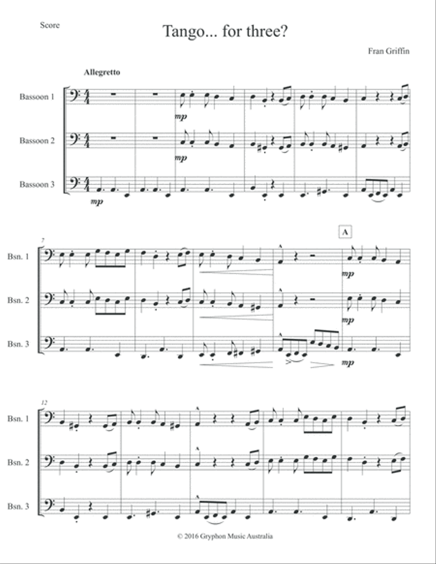 Tango... for three? for bassoon trio Woodwind Trio scores gallery preview page 2