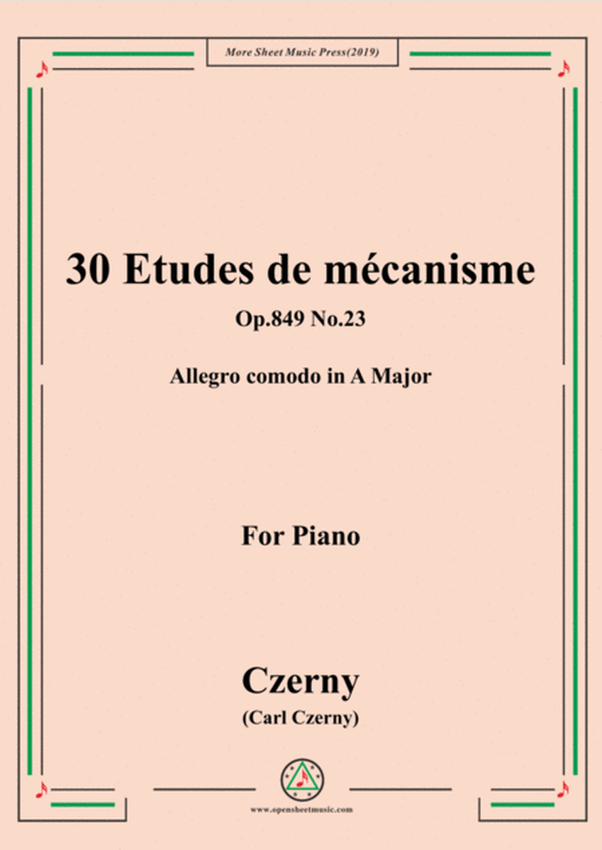 Czerny-30 Etudes de mécanisme,Op.849 No.23,Allegro comodo in A Major,for Piano image number null