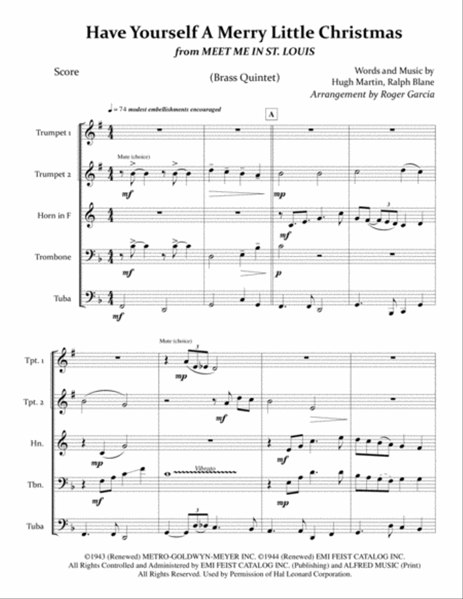 Have Yourself A Merry Little Christmas from MEET ME IN ST. LOUIS Brass Ensemble scores gallery preview page 4