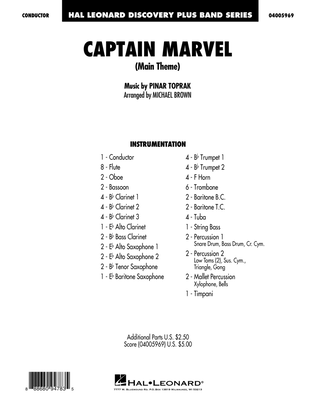 Captain Marvel (Main Theme) (arr. Michael Brown) - Conductor Score (Full Score)