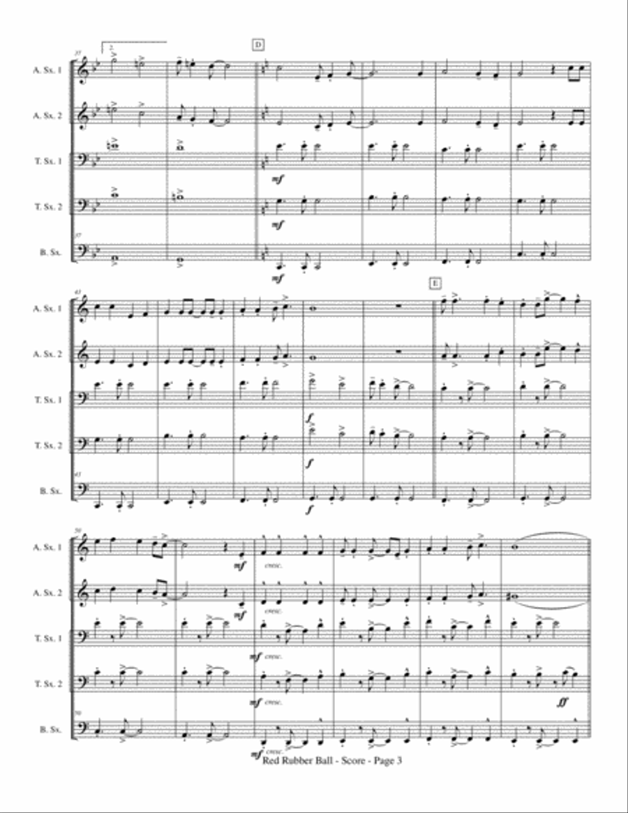 Red Rubber Ball Saxophone Quintet scores gallery preview page 5