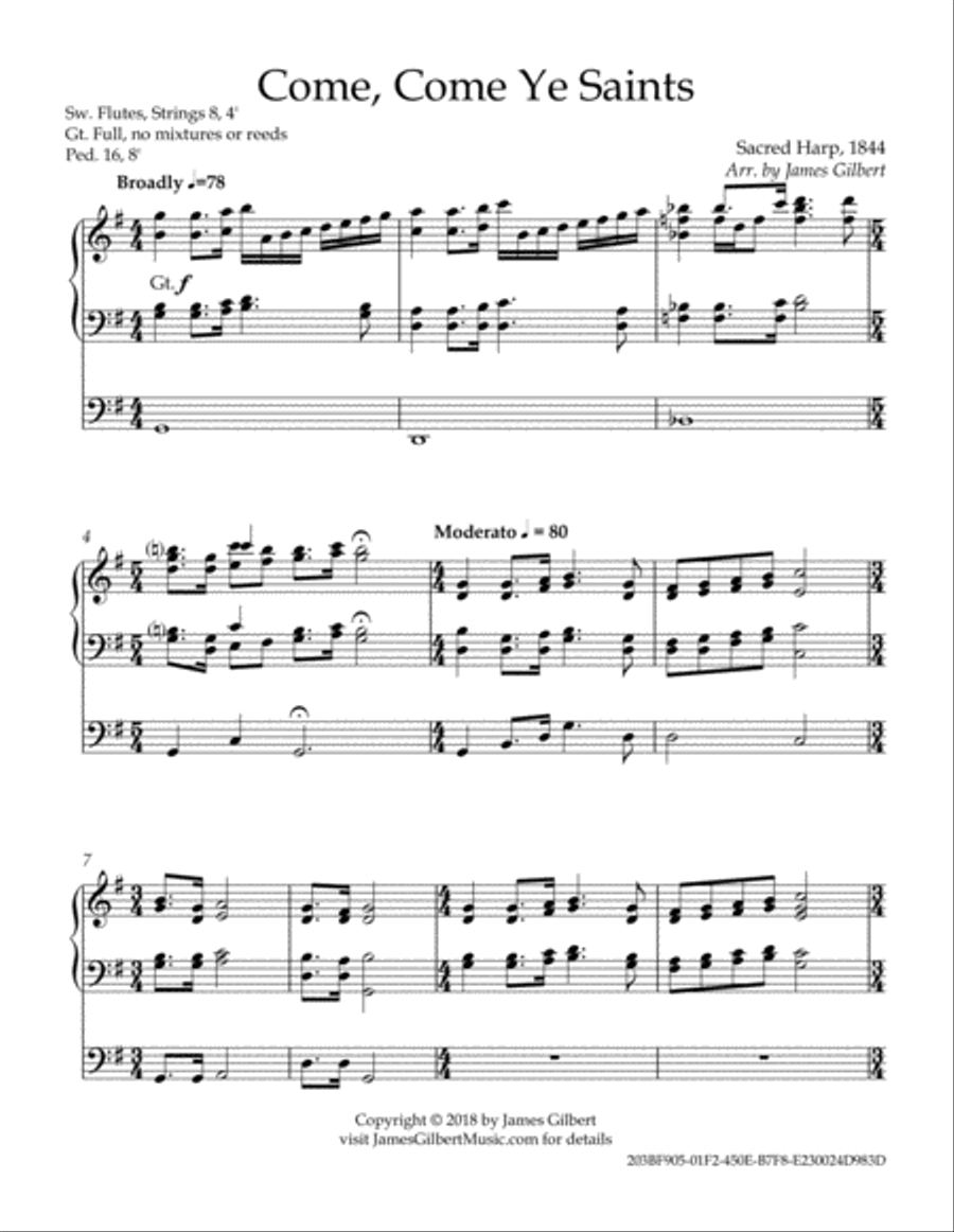 Come, Come Ye Saints Organ Solo scores gallery preview page 2