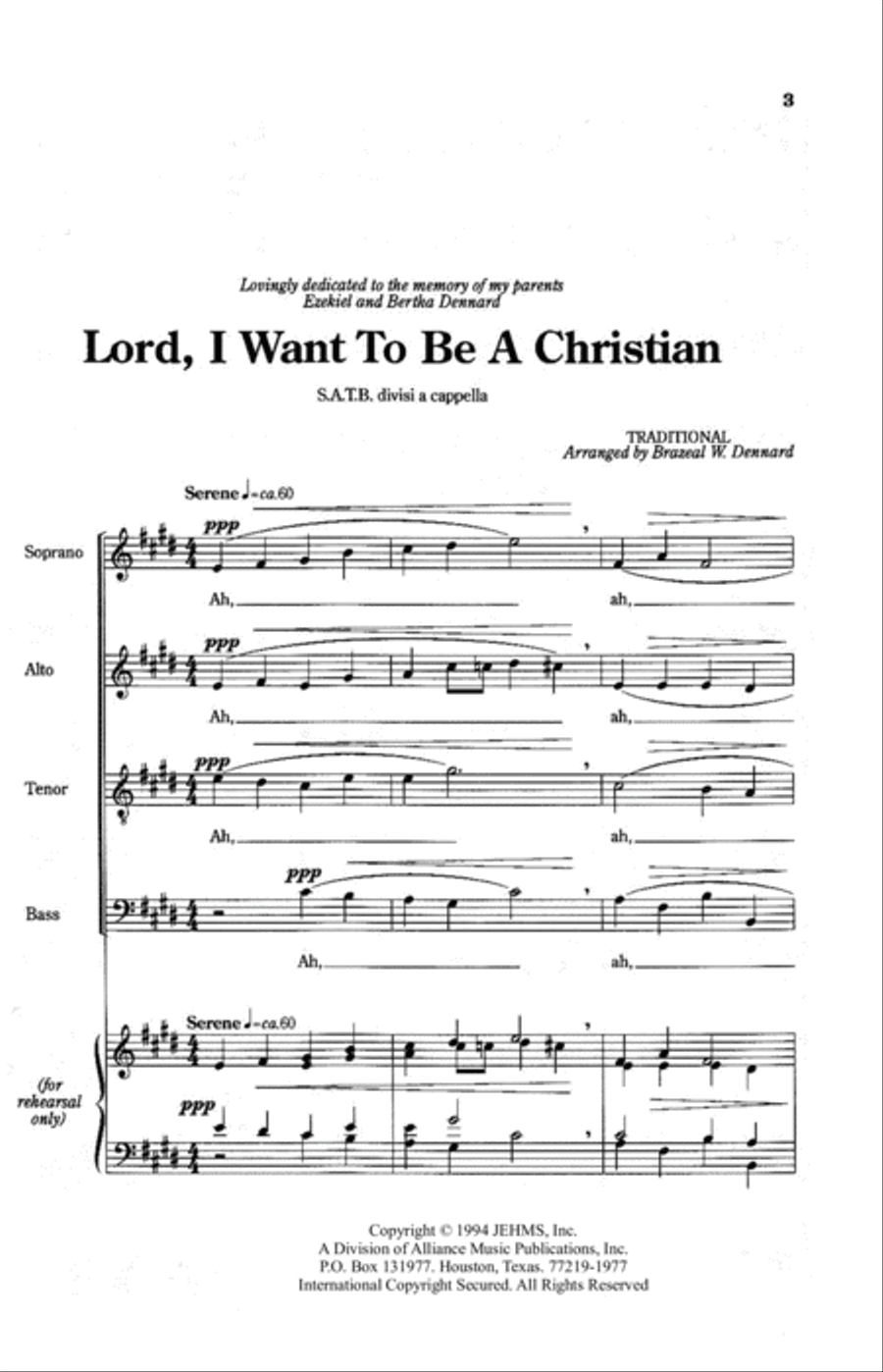 Lord, I Want to Be a Christian 4-Part scores gallery preview page 2