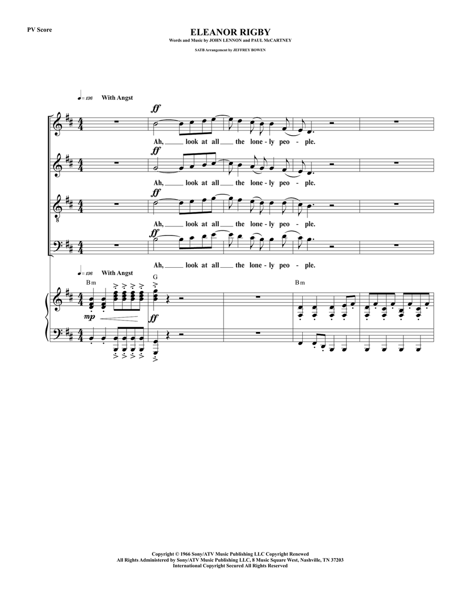 Eleanor Rigby 4-Part scores gallery preview page 1