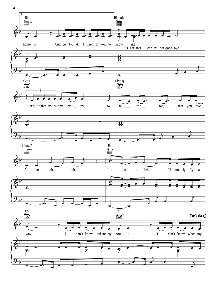 I'm Like A Bird Piano, Vocal, Guitar scores gallery preview page 4