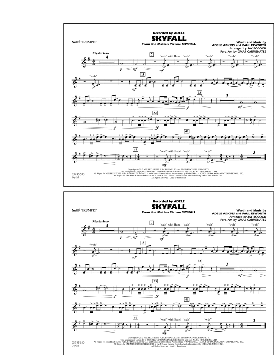 Skyfall - 2nd Bb Trumpet