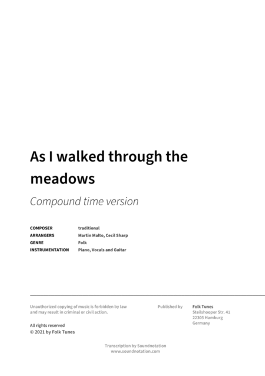 As I walked through the meadows Piano, Vocal, Guitar scores gallery preview page 2