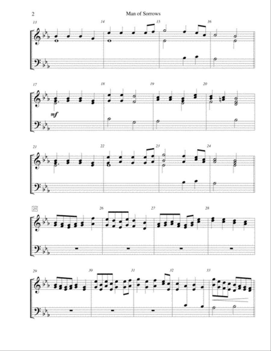 Man of Sorrows (Hallelujah, What a Savior) - for 2-octave handbell choir 2-Octaves scores gallery preview page 2