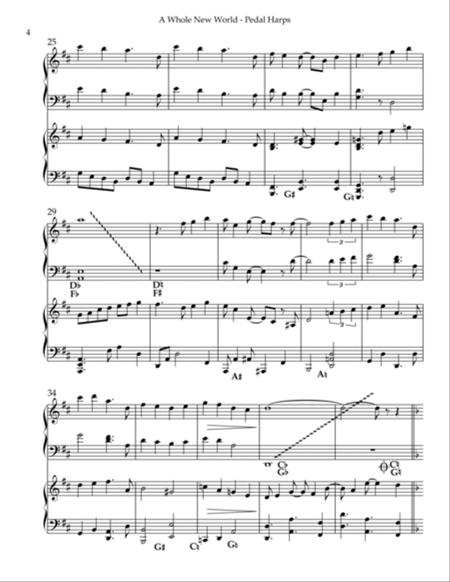 A Whole New World A Whole New World Pedal Harp scores gallery preview page 4