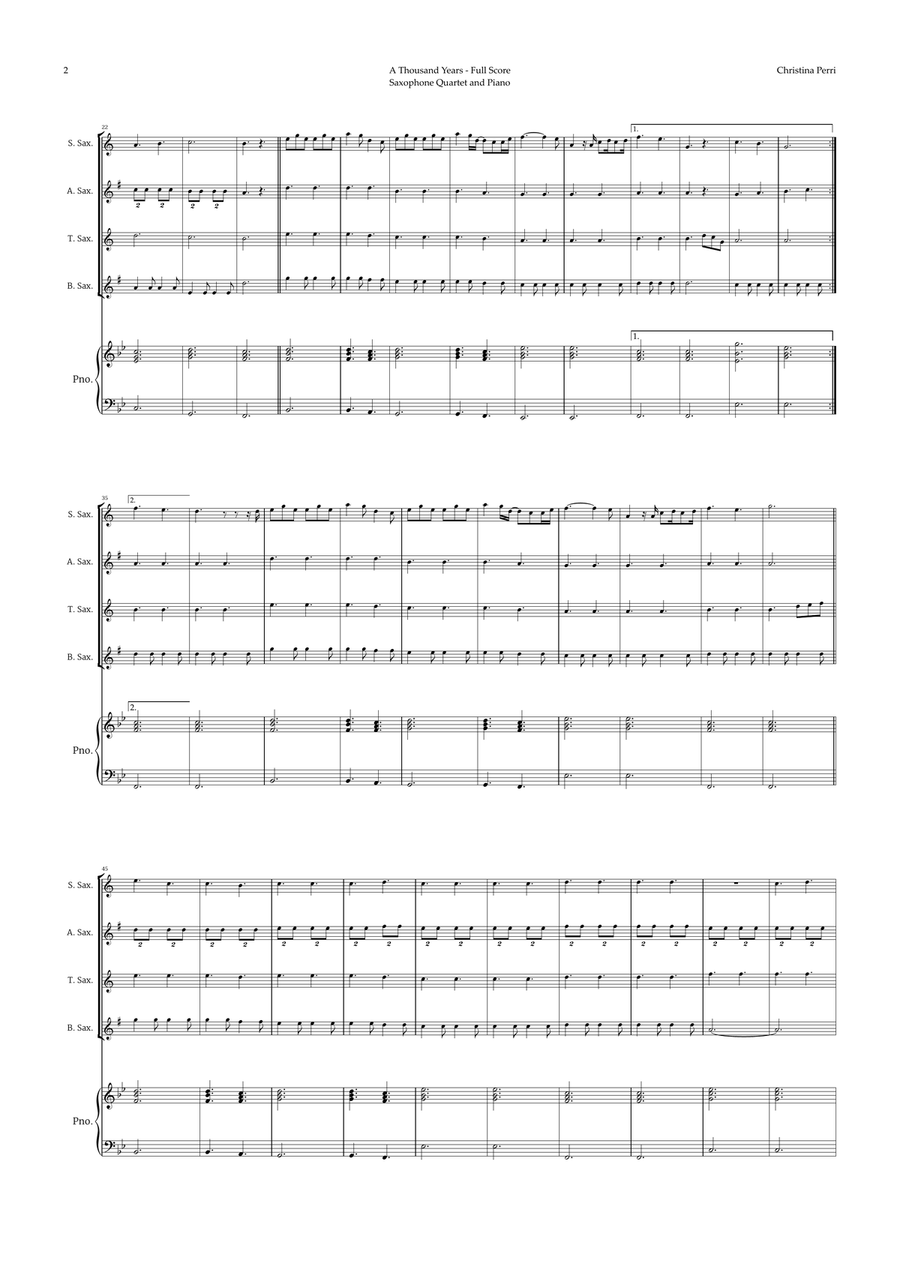 A Thousand Years Saxophone Quartet scores gallery preview page 2