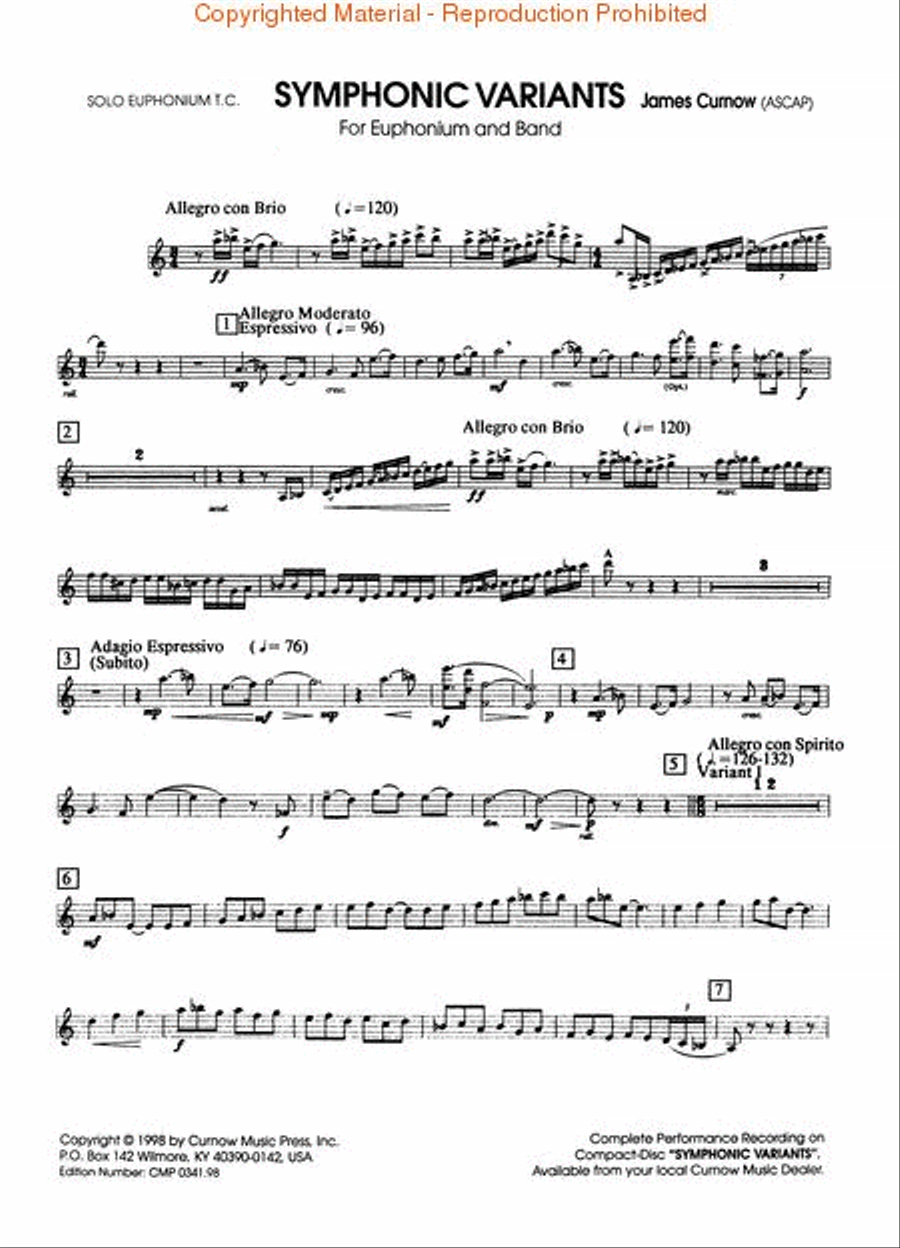 Symphonic Variants for Euphonium Euphonium scores gallery preview page 4