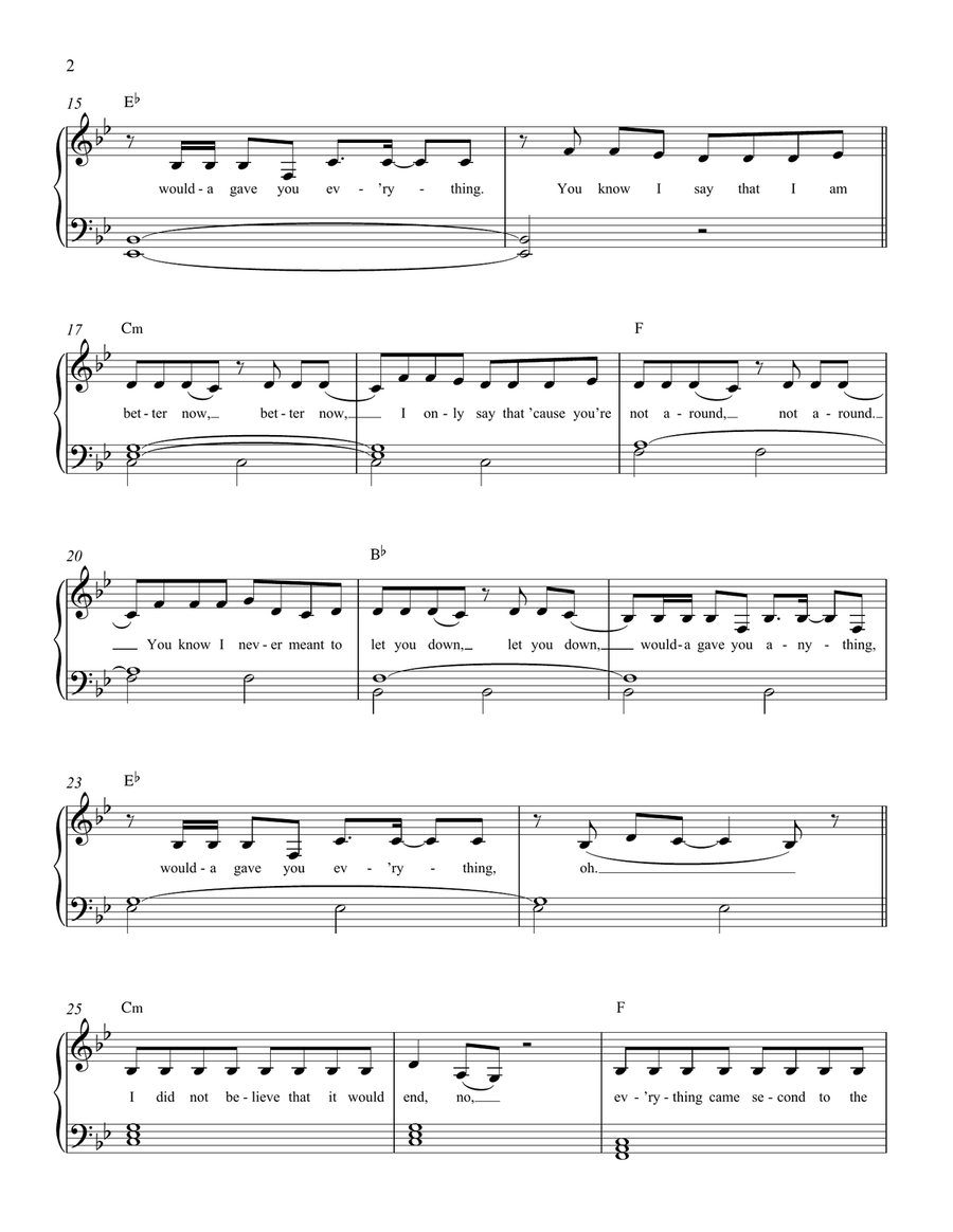 Better Now Easy Piano scores gallery preview page 2