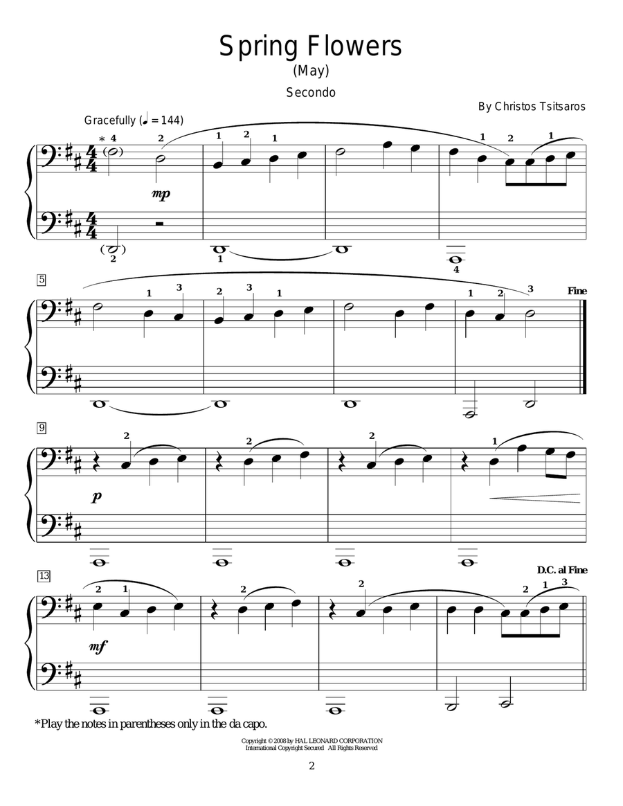 Spring Flowers (May) Piano Duet scores gallery preview page 1