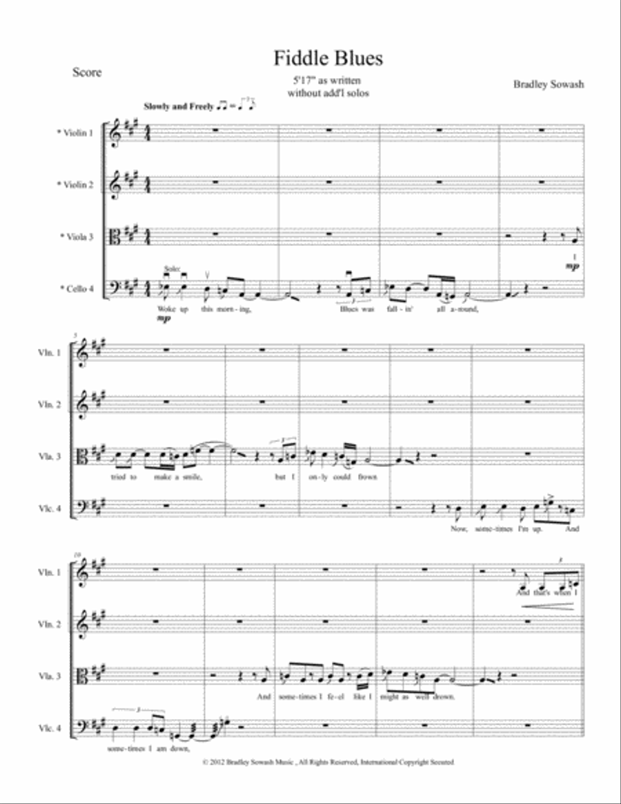 Fiddle Blues - String Quartet String Quartet scores gallery preview page 3