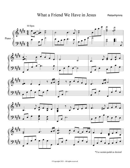PIANO - What a Friend We have in Jesus (Piano Hymns Sheet Music PDF) image number null