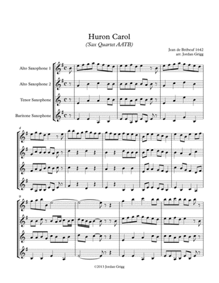 Huron Carol (Sax Quartet AATB)