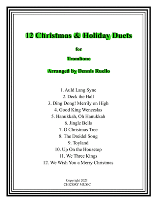 Book cover for 12 Christmas & Holiday Duets for Trombone
