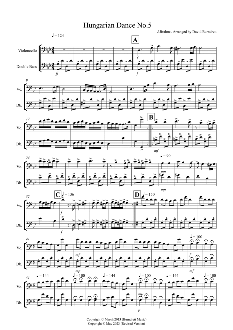 Hungarian Dance No.5 for Cello and Double Bass Duet String Duet scores gallery preview page 1