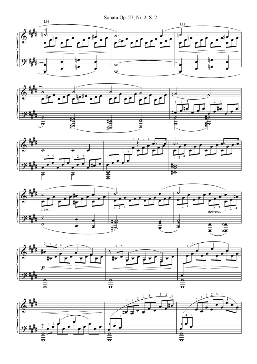 Moonlight Sonata Piano Solo scores gallery preview page 2