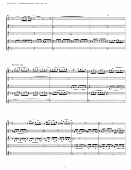 Prelude 10 from Well-Tempered Clavier, Book 1 (Clarinet Quintet) image number null