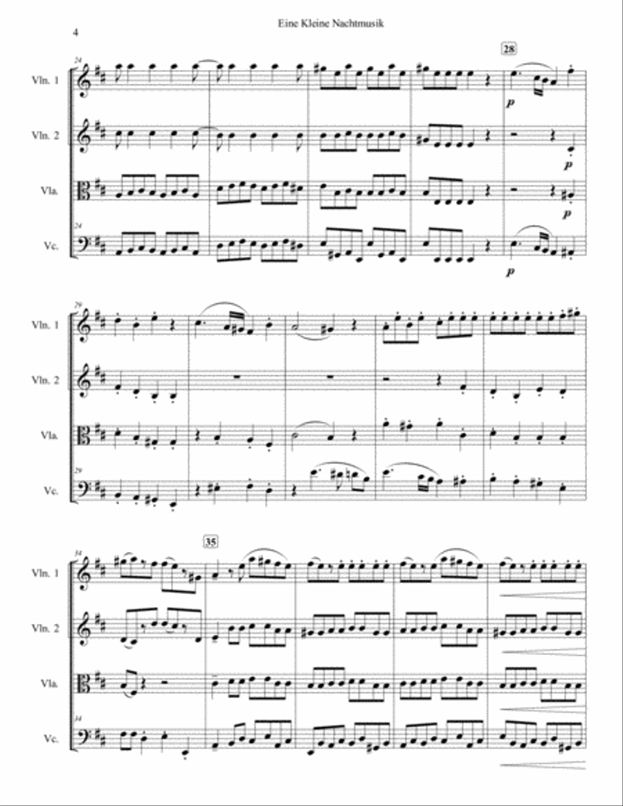 Eine Kleine Nachtmusik for String Quartet String Quartet scores gallery preview page 4