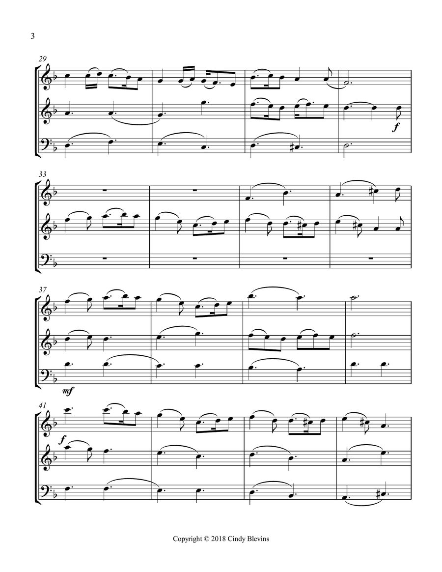 Greensleeves, for Two Violins and Cello String Trio scores gallery preview page 4