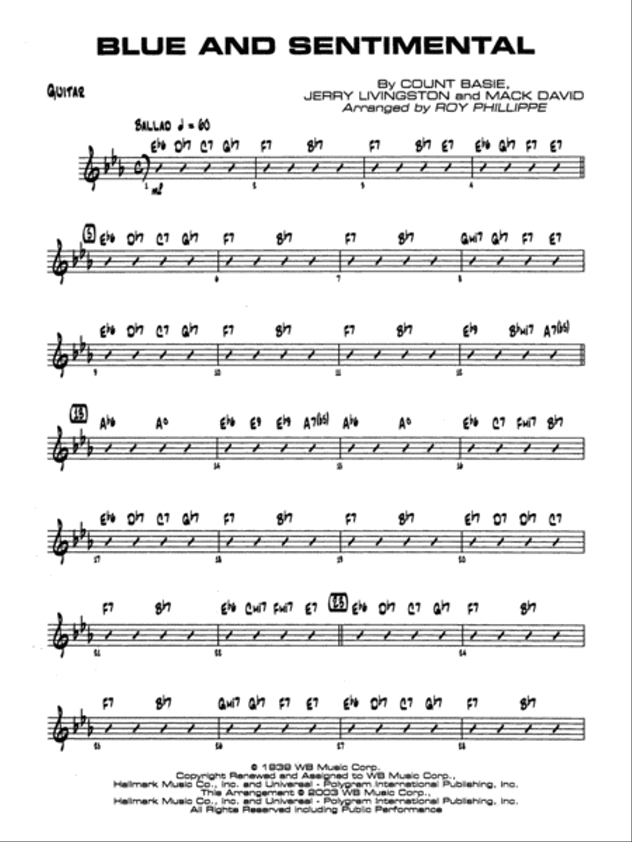 Blue and Sentimental: Guitar Jazz Ensemble scores gallery preview page 1