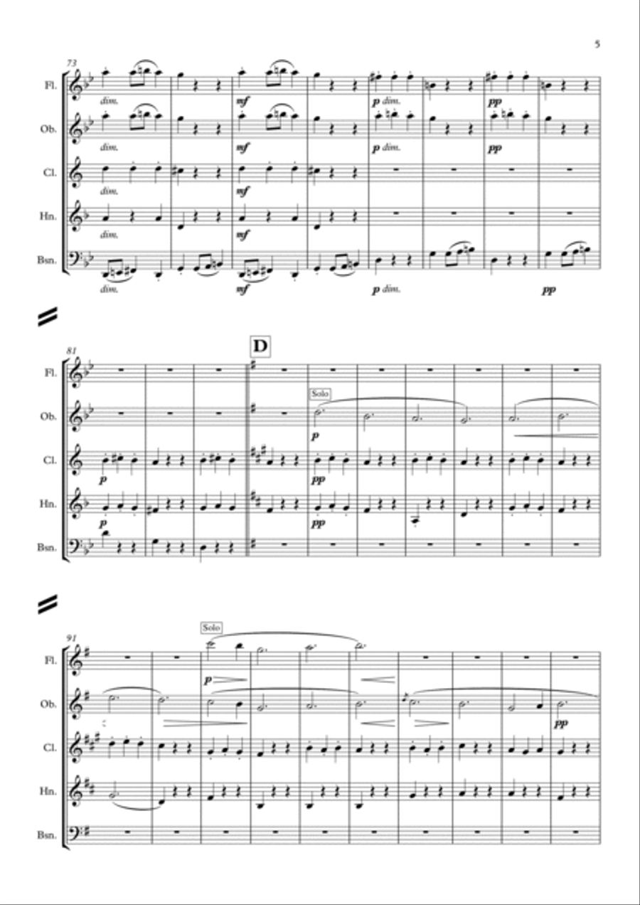 Dvorak: Slavonic Dances Op.46 No.8 in G minor (Furiant) - wind quintet Woodwind Quintet scores gallery preview page 6
