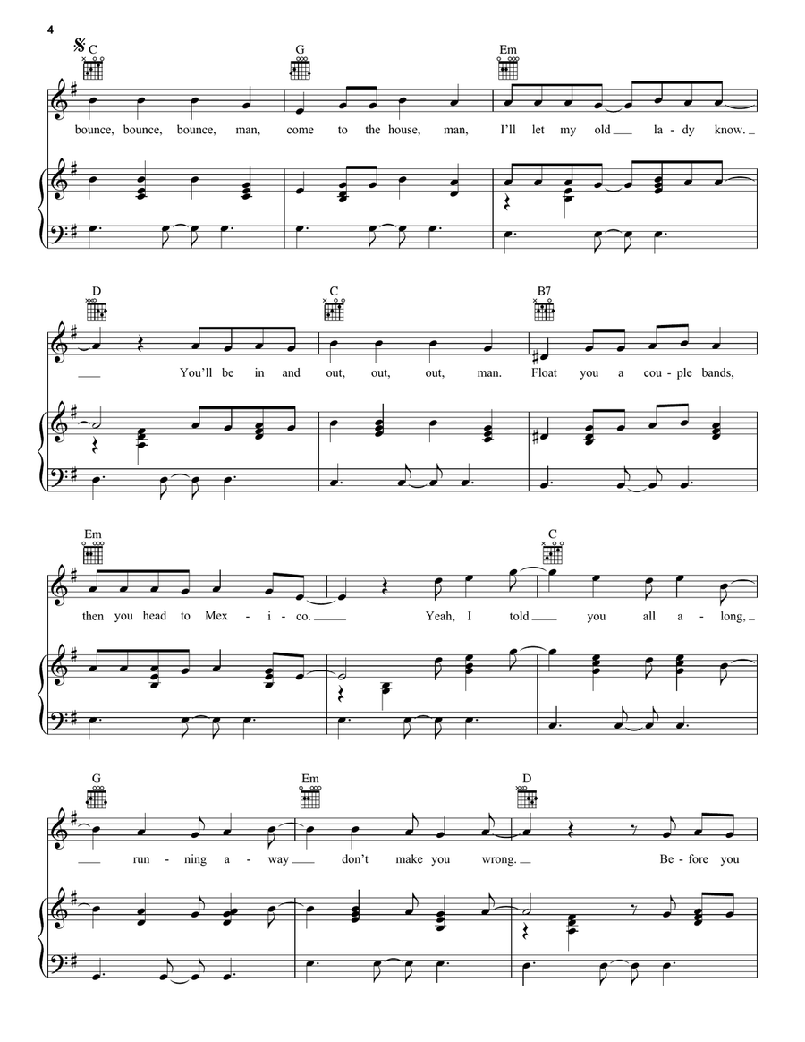 Bounce Man Piano, Vocal, Guitar scores gallery preview page 4