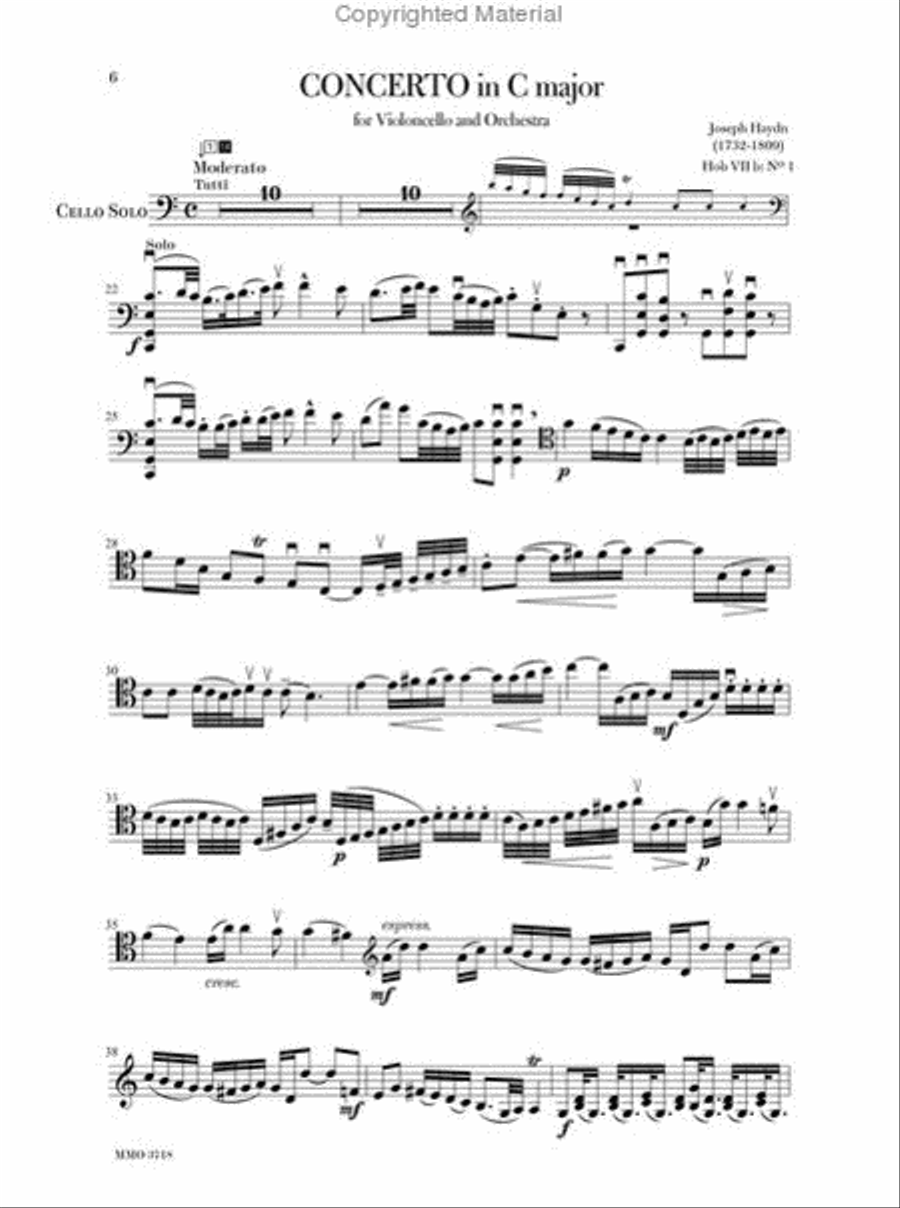Haydn - Violoncello Concerto in C Major, HobVIIb:1 Cello Solo scores gallery preview page 2