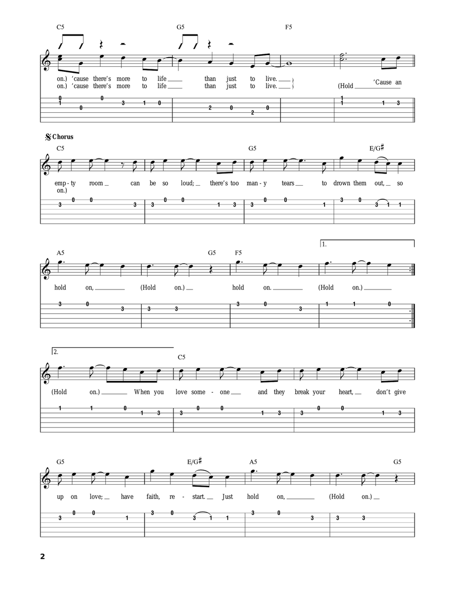 Hold On Hold On Acoustic Guitar scores gallery preview page 2