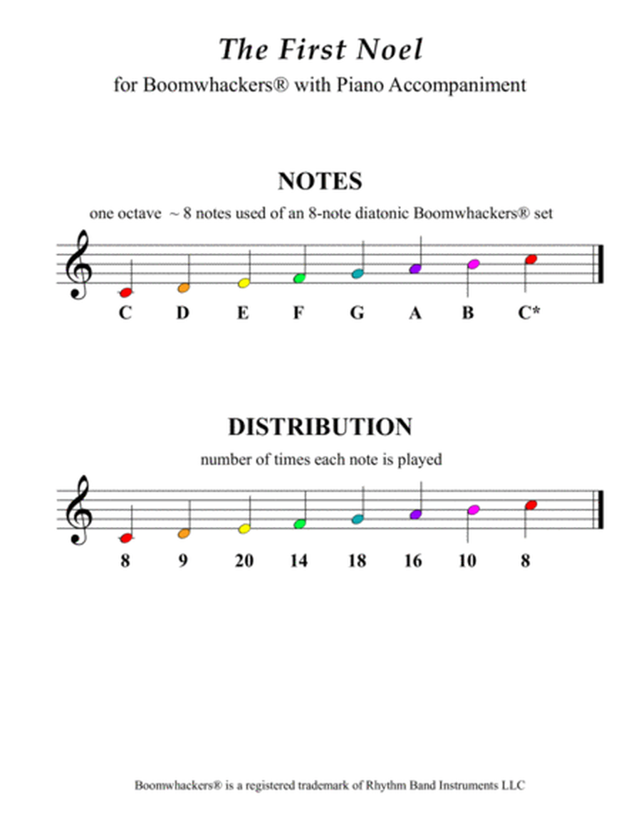 The First Noel (Color Coded for One Octave Boomwhackers with Piano) image number null