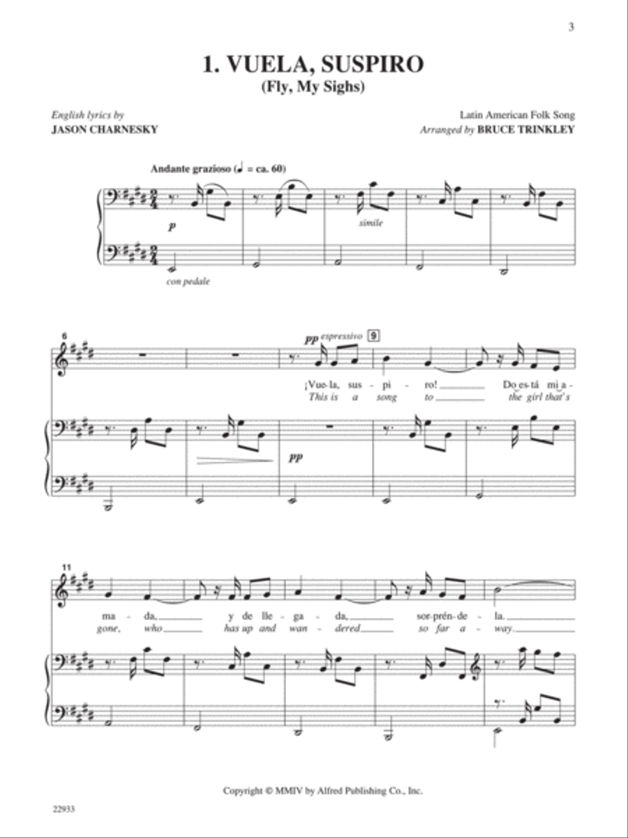 Nine Latin American Folk Songs Medium-High Voice scores gallery preview page 3