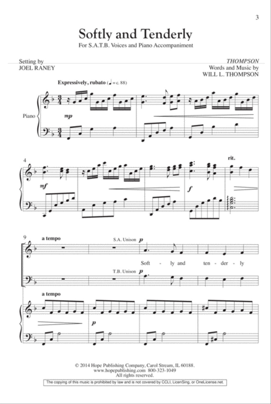 Softly and Tenderly Softly and Tenderly 4-Part scores gallery preview page 3