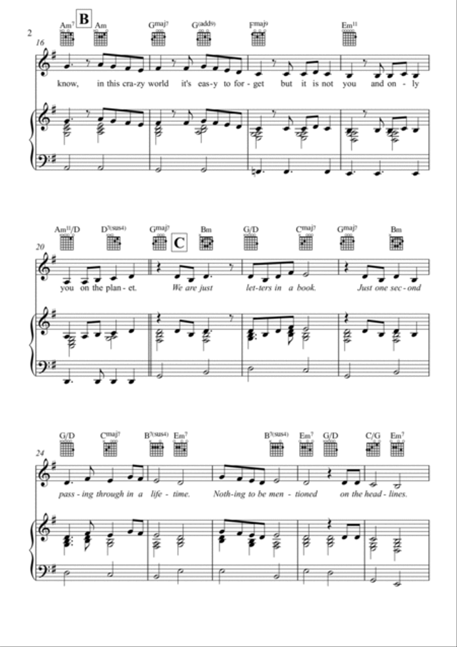 Letters In A Book Piano, Vocal, Guitar scores gallery preview page 2