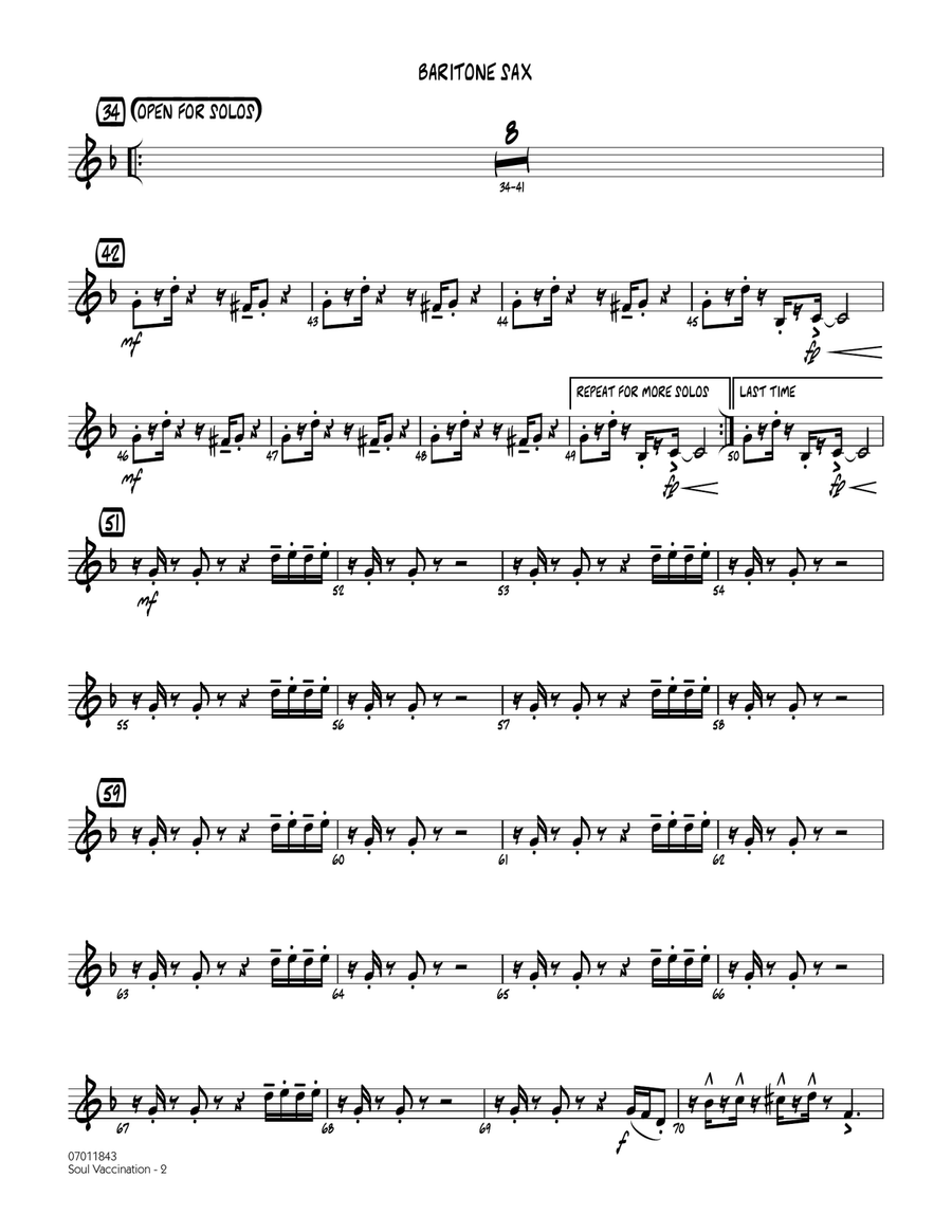 Soul Vaccination - Baritone Sax Jazz Ensemble scores gallery preview page 2