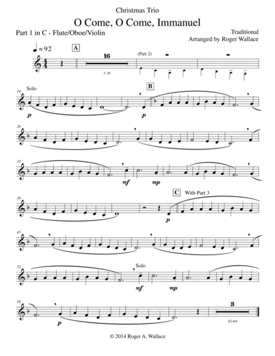 O Come, O Come, Immanuel (Emmanuel) - Clarinet Trio image number null