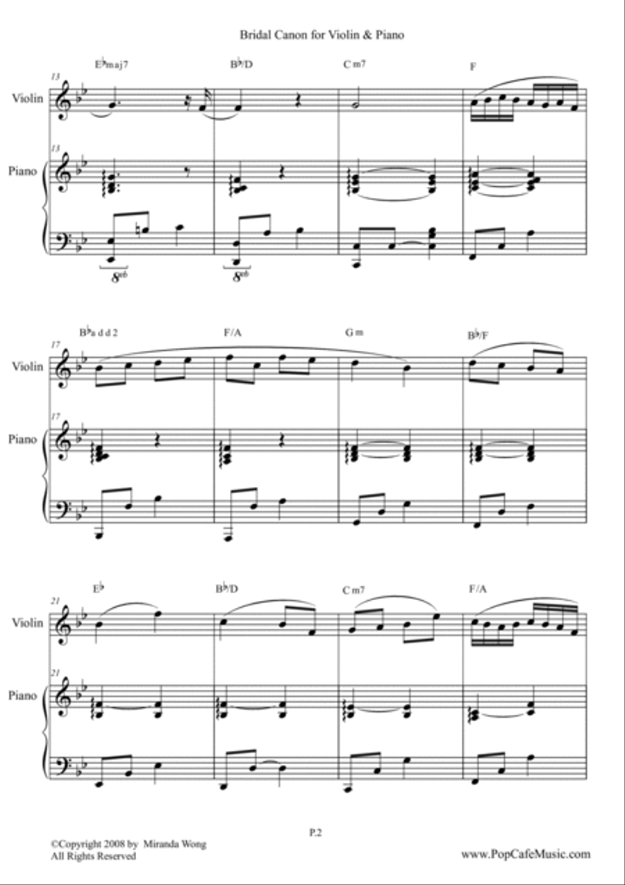 Bridal Canon in Bb - Violin & Piano Violin scores gallery preview page 2
