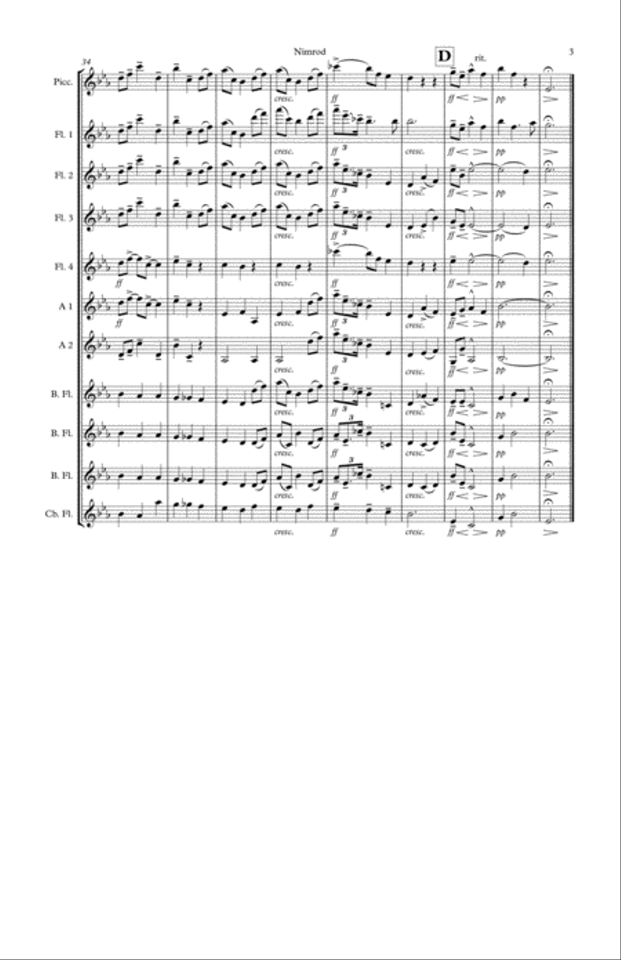 Nimrod, from Enigma Variations Flute Choir scores gallery preview page 5
