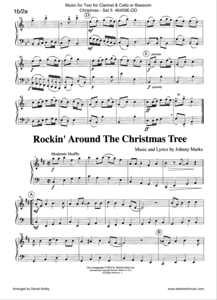 Christmas Duets for Clarinet & Cello or Clarinet & Bassoon- Set 5 - Music for Two Bassoon scores gallery preview page 6