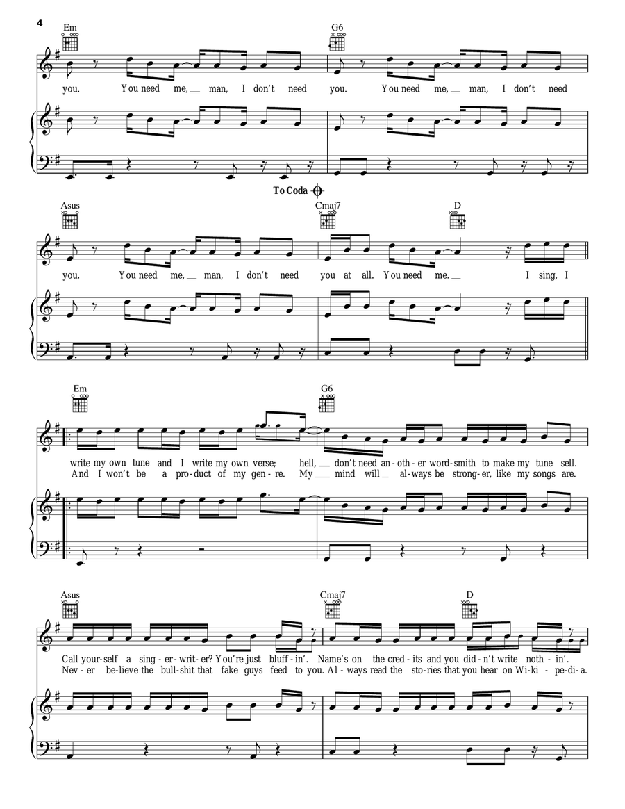 You Need Me, I Don't Need You Acoustic Guitar scores gallery preview page 4