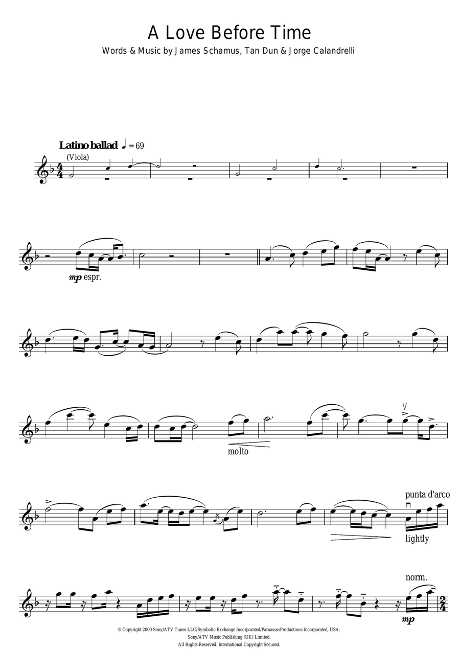 A Love Before Time (from Crouching Tiger, Hidden Dragon) Violin Solo scores gallery preview page 1