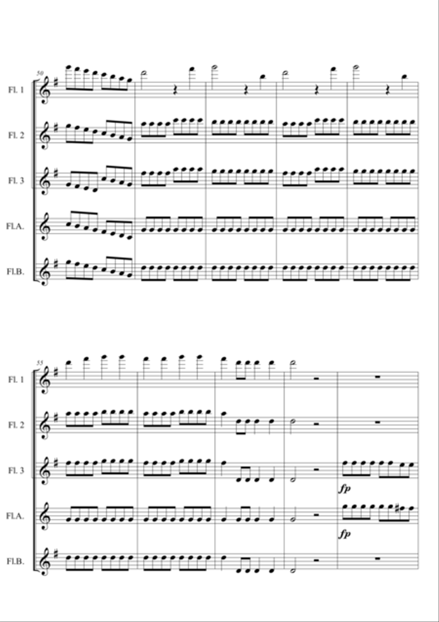 The Marriage of Figaro - OUVERTURE for Flute Choir Woodwind Quintet scores gallery preview page 6