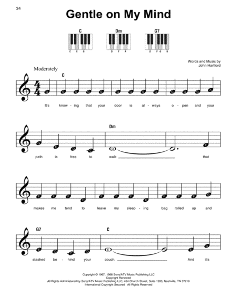 Gentle On My Mind Gentle On My Mind Easy Piano scores gallery preview page 1
